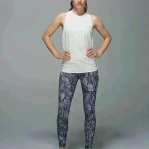 Lululemon Wunder Under Pant *Full-On Luon Banana Leaf White Black Women’s Size 6